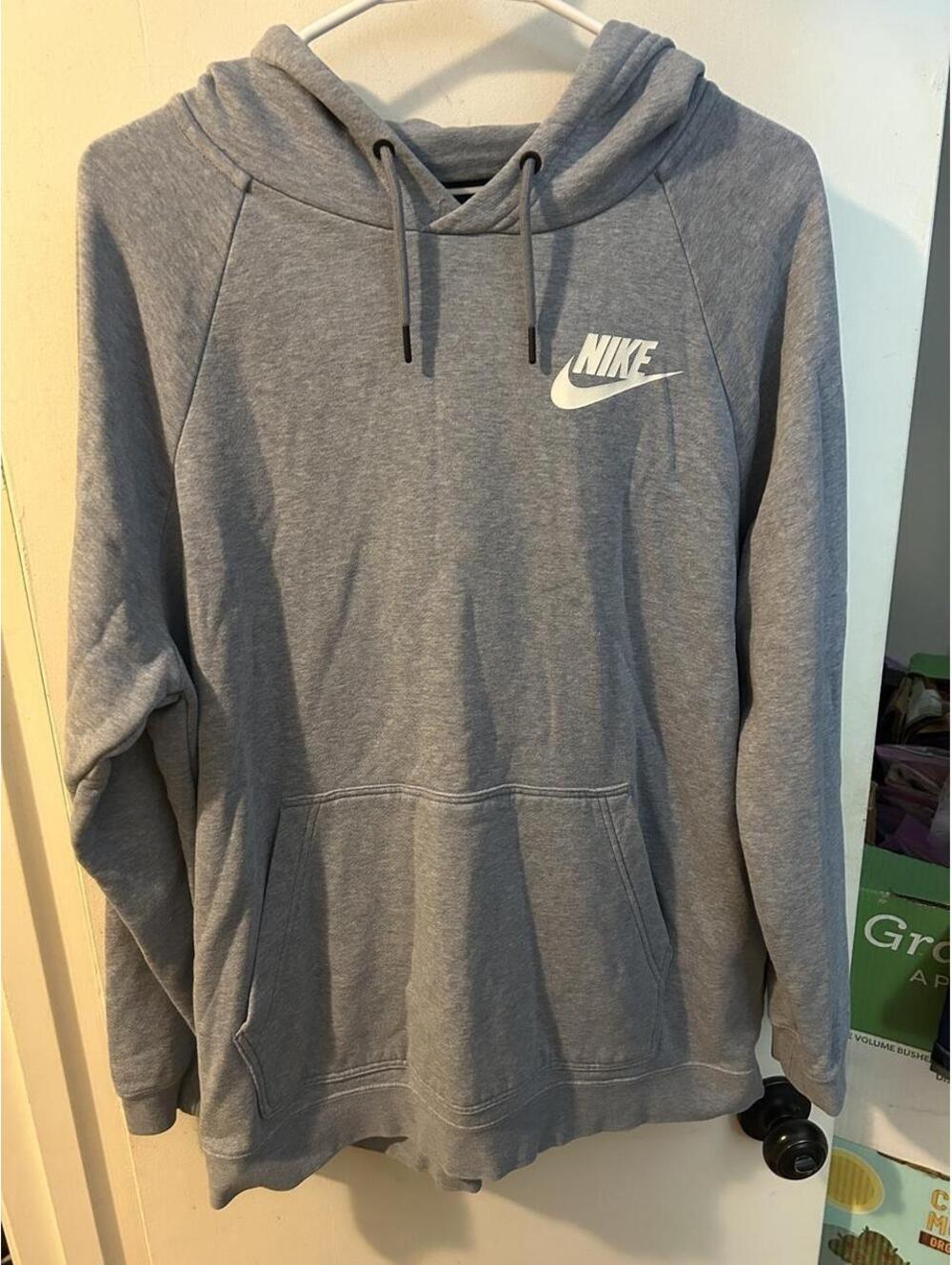 Gray Nike hoodie withe chest logo, size XL